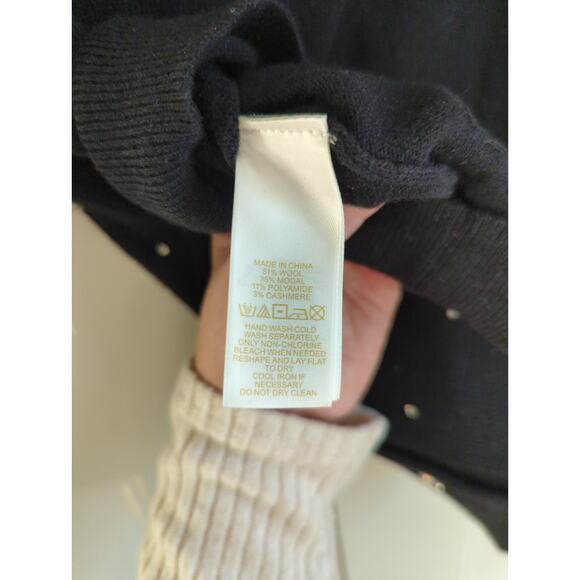 Kate Spade Night Sky Black Wool Rhinestone Cardigan - Small - Picture 5 of 5